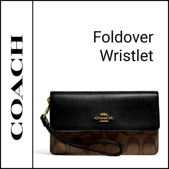 🆕️💯 Auth. Coach Brown Foldover Wristlet F78229 - Picture 1 of 9